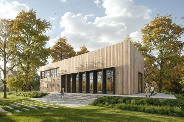 Gartenbauhalle im Kees'schen Park in Markkleeberg als Orangerie. Visualisierung