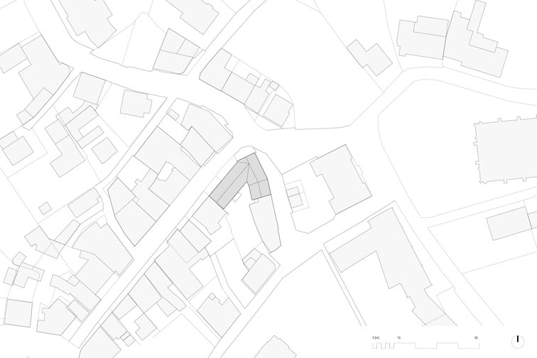 Analyse der Stadtmorphologie: Der Neubau formt eine städtebaulich dominante Ecke